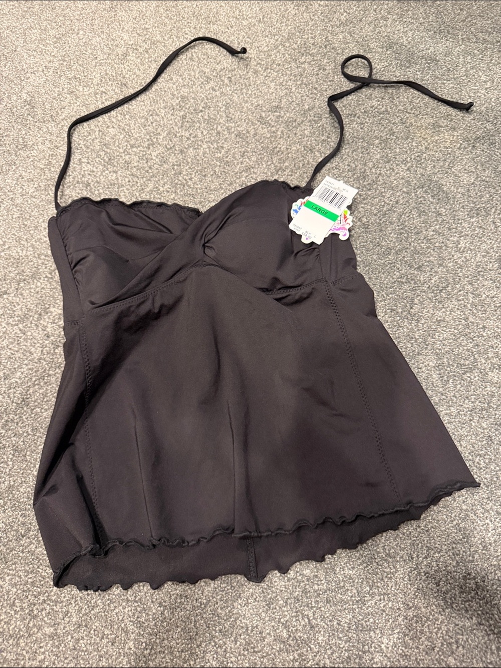 BECCA Black Lace-Trim Swim Camisole Top